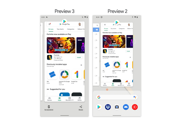 Android 11测试界面调整：新增快截屏、多任务界面，看齐国产ROM