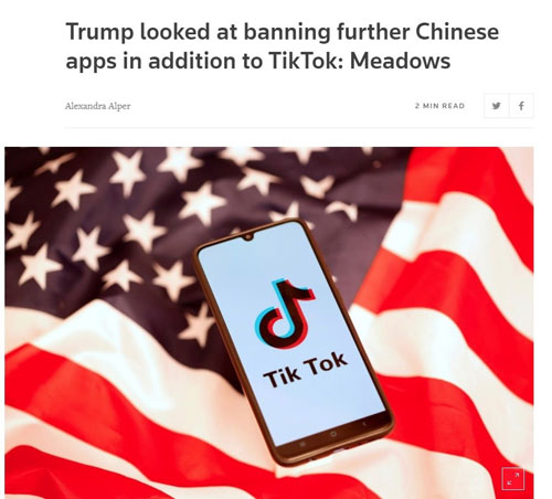 白宫幕僚长：除 TikTok 外，特朗普考虑禁止更多“构成国家安全风险”的中国应用