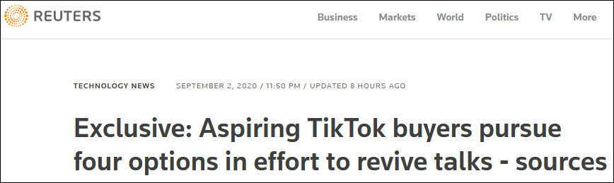 TikTok 买家讨论四种收购方案：包含剔除核心算法