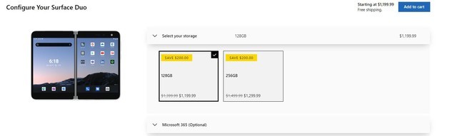 微软 Surface Duo 宣布降价 200 美元，上个月才开售