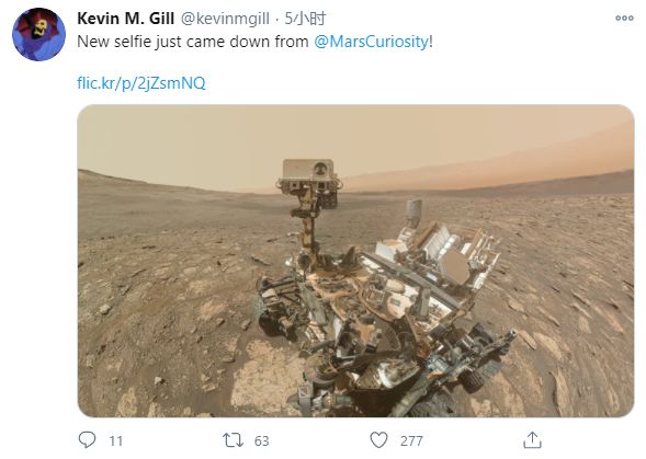 NASA公布好奇号最新火星自拍照：“骄傲地摆出”钻洞的姿势