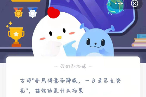 古诗“春风得意马蹄疾，一日看尽长安花”，描绘的是什么场景