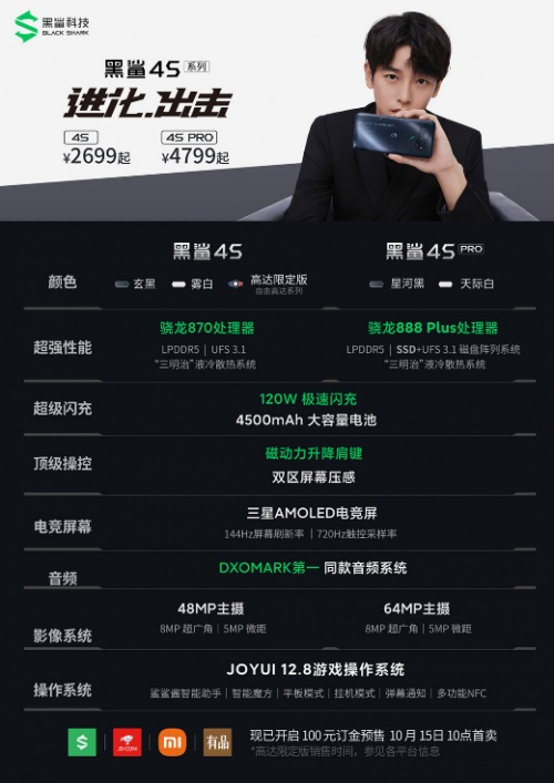 黑鲨 4S 系列今日再次开售，标配磁动力升降肩，2699元起