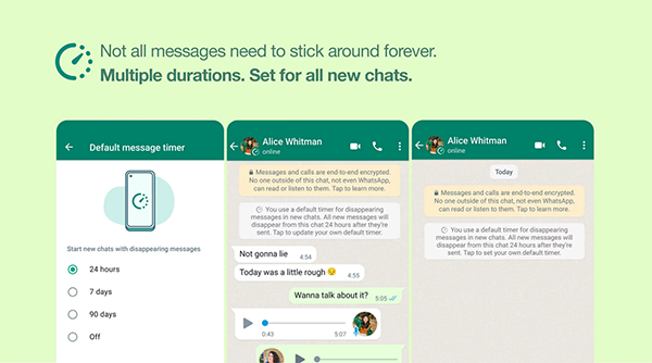 WhatsApp 为 “消失的信息”添加新的选项,关注隐私问题