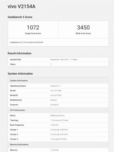 iQOO Neo5s 现身 GeekBench 5：搭载骁龙 888 处理器，12GB 内存