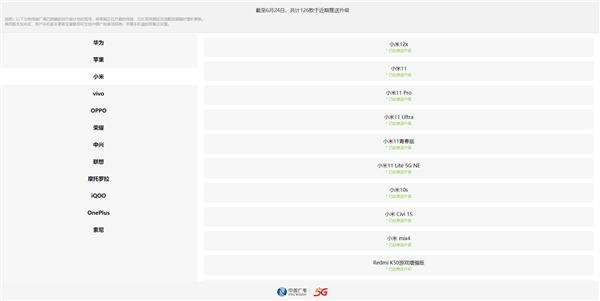 中国广电5G适配机型发布，超126款适配