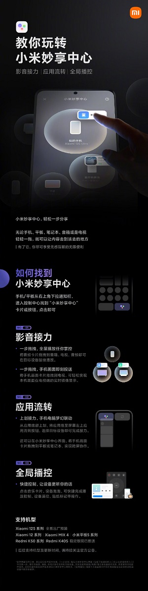 小米MIUI 13妙享中心上线：应用无缝流转