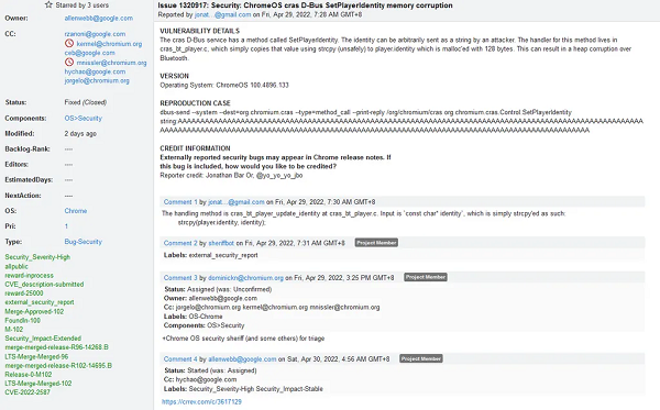 微软公开披露关键 ChromeOS 漏洞的细节