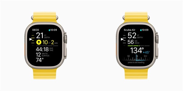 苹果Apple Watch Ultra 上Oceanic+ app与iPhone版配套，具备先进潜水电脑的全部关键功能