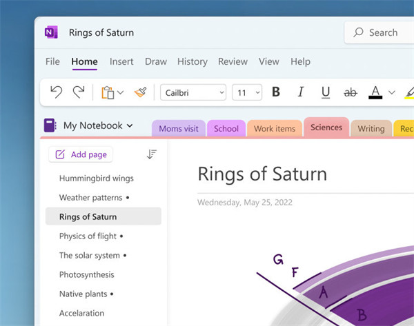 微软为 OneNote for Windows 客户端推出垂直选项卡，在Windows 10 上不可用