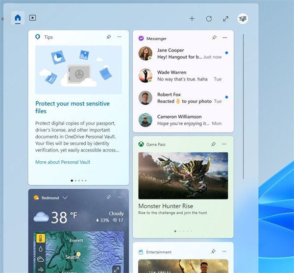 微软推出新的更新，在 Windows 11 22H2 中启用全屏小组件模式