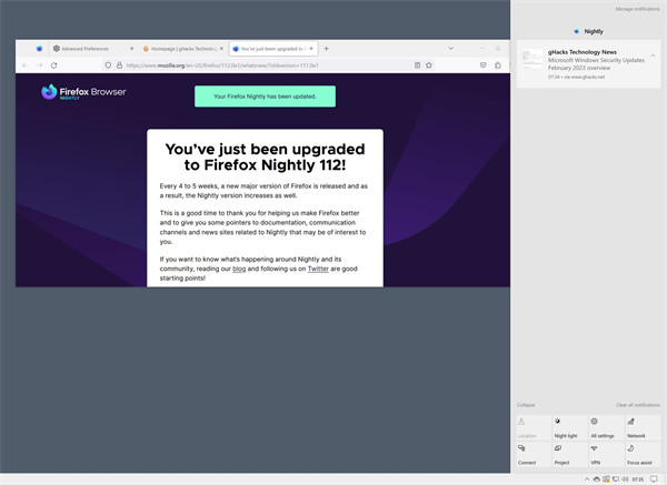 火狐浏览器 Firefox 中引入新特性，可以在 Win10 和 Win11 设备上原生支持系统通知