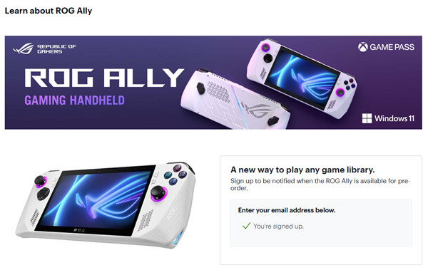 ROG 首款掌上游戏主机ROG Ally上线预约