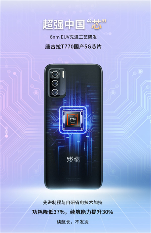 中国电信天翼臻情手机发布，搭载国产6nm紫光展锐T770 5G芯片