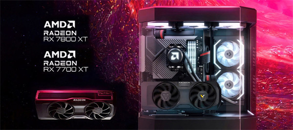 AMD  RX 7800 XT 和 RX 7700 XT 显卡预热信息，展示公版型号的设计