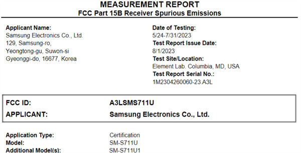 三星 Galaxy S23 FE 通过FCC 认证