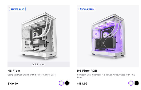 NZXT 发布 H6 Flow 机箱：标准版 110 美元，RGB 版 135 美元