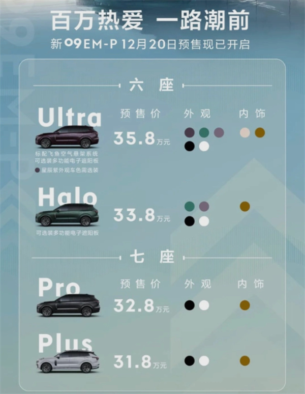 领克09 EM-P开启预售，预售价格31.8万-35.8万元
