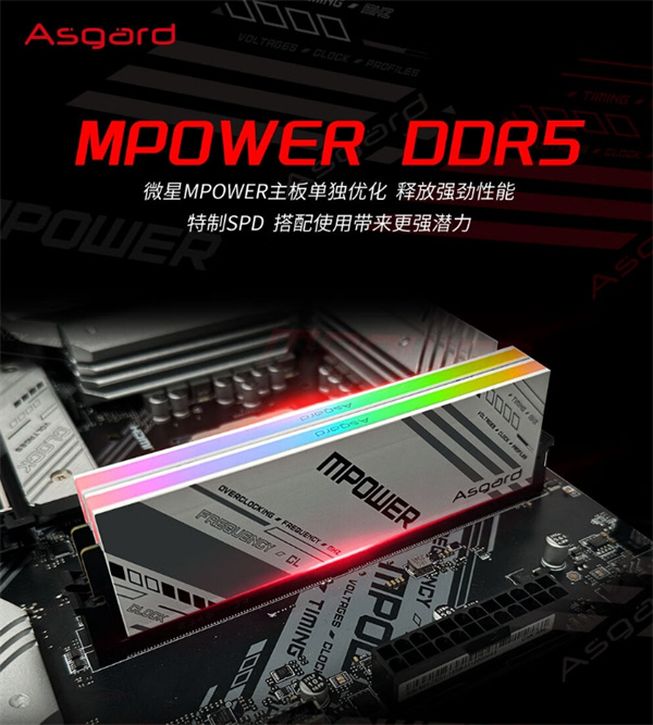 阿斯加特32GB DDR5 6800 台式机内存条上架