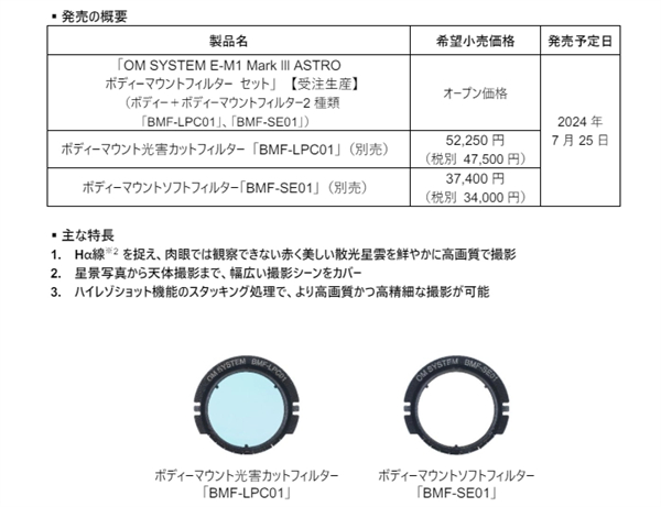 奥之心发布 E-M1 MarkⅢ ASTRO 天文改装相机