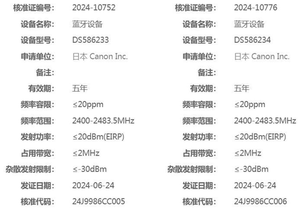 佳能无线麦克风产品通过 3C 认证