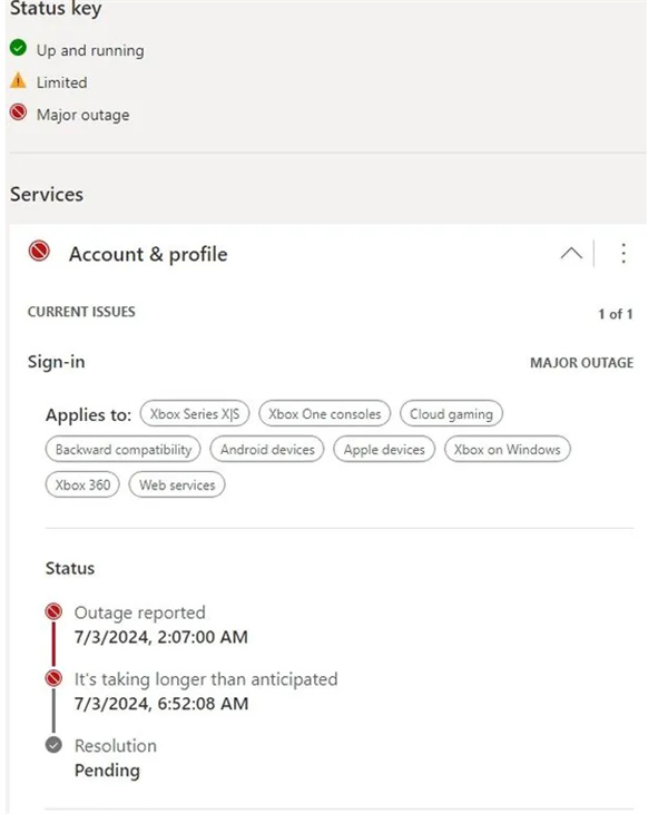 微软 Xbox Live 全球大面积死机