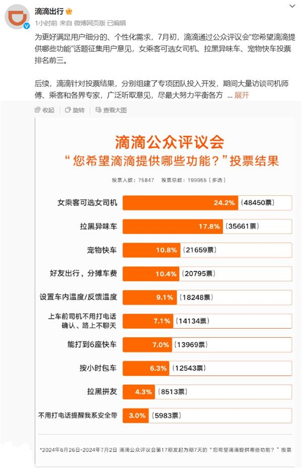 滴滴内测女性乘客可选女司机服务