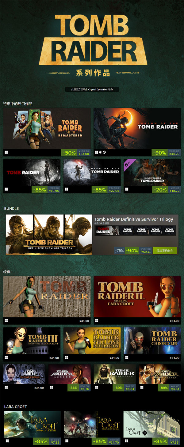 《古墓丽影 4-6：复刻版》定档 2025 年 2 月 14 日发售，Steam国区预售价 97.2 元