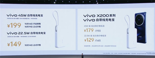 vivo 发布两款充电宝新品：22.5W 与 45W 自带线版，便携上飞机