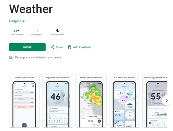 谷歌发布全新独立天气 APP：AI 解析天气，兼容老款 Pixel 手机