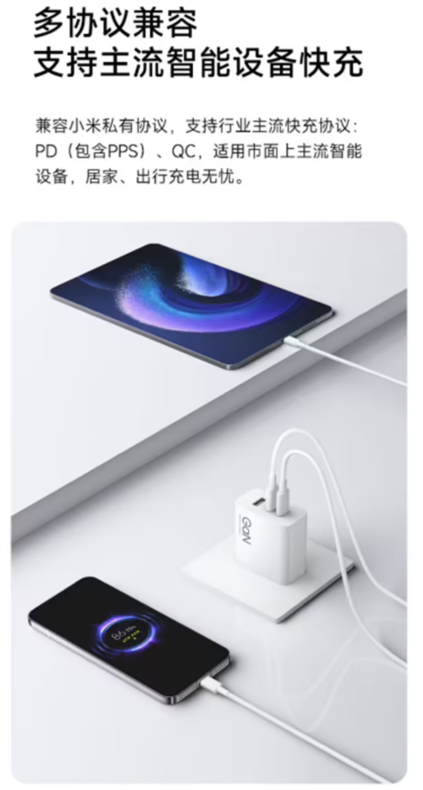 小米90W GaN三口充电器套装上市：售价199元，支持多口功率分配