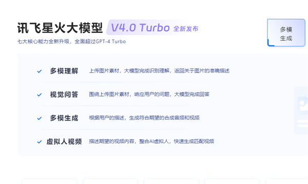 讯飞星火多模态交互大模型发布，支持一键调用语音、视觉与数字人功能