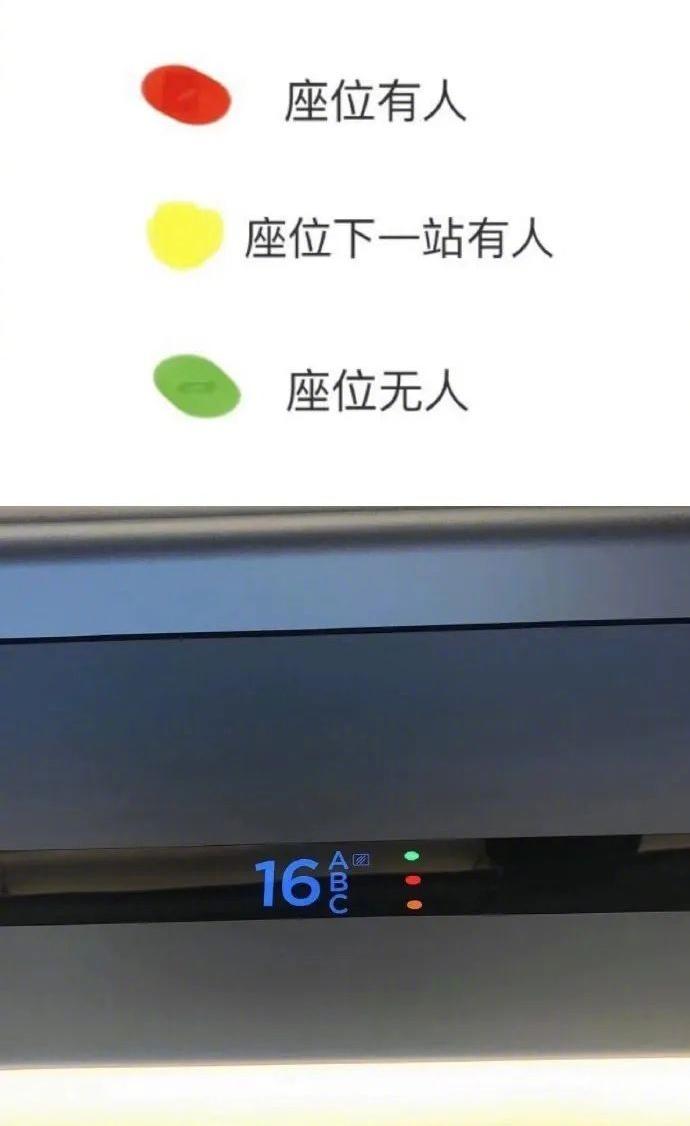高铁座位指示灯含义：红灯有人/绿灯未售出