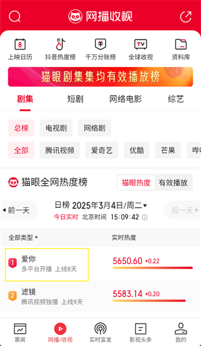 猫眼专业版怎么看电视剧播放量
